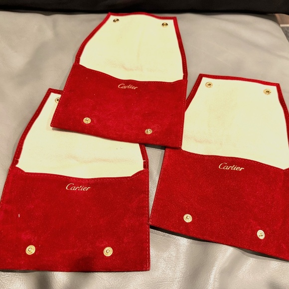 Authentic Red Suede Snap Close Jewelry Bags - Picture 1 of 4